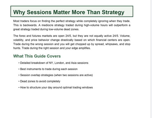 Futures session trading - Guide